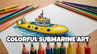 Submarine Drawing Simple | Submarine Drawing Colour for Kids