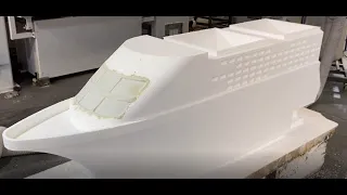 Large format 5 axis cnc router machining yacht mold foam boat building #5axis #cncrouter #boatmold