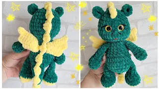 🐉💚ДРАКОНЧИК ИЗ ПЛЮШЕВОЙ ПРЯЖИ ВЯЗАНЫЙ КРЮЧКОМ💛crochet dragon🐉gehäkelter Drache