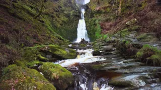 Pistyll Rhaeadr Waterfall Walk, Welsh Countryside 4K