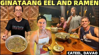 FILIPINO BEACH LAND FAMILY COOKING - Ginataang Eel and Spicy Ramen (Cateel, Davao)