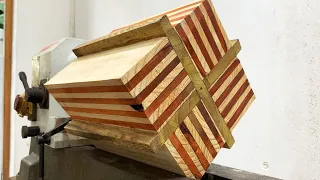 Amazing Handmade Wood Lathe Ideas / How To Craft A Beautiful Vase From Colored Wooden Panels