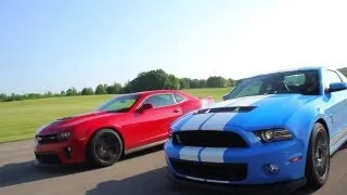 Showdown - 2012 Chevrolet Camaro ZL1 vs. 2013 Ford Mustang Shelby GT500 - CAR and DRIVER