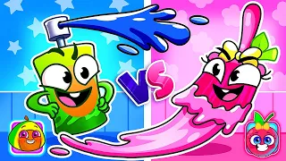 💗 Pink VS Blue 💙 Color Learning 🌈😍 II Kids Songs by VocaVoca Friends 🥑