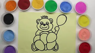 coloring sand painting bear and balloon for kids  🎨 | Tranh cát tô màu chú gấu và quả bóng bay