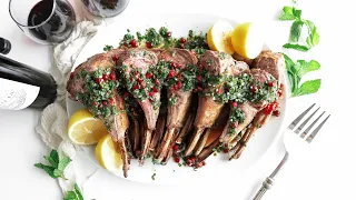 Lamb Rack with Mint Chimichurri Sauce