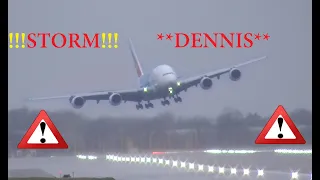 Winter Storm Dennis - Turbulent Crosswinds and Go-arounds | Storm 2020 London Heathrow