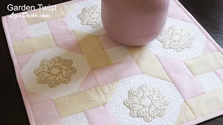 Garden Twist & Embroidery. Easy to sewing only by the basic ruler. Patchwork tutorial LizaDecor.com