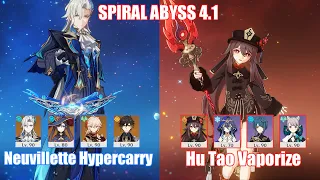 C0 Neuvillette Hypercarry & C0 Hu Tao Vaporize | Spiral Abyss 4.1 | Genshin Impact