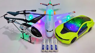 3d lights airline a380 and hx708 rc helicopter and 3d lights rc car unboxing and testing #caartoy