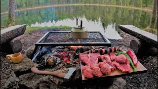 MEAT FEAST in Norwegian wilderness!!! | Entrecote, T-bone steak, lamb ribs and Turkish shish kebabs.