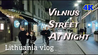 Lithuania vlog - Vilnius 4K - Vilnius street at night - 2024 #vilnius #vilniusstreet #vilniusoldtown