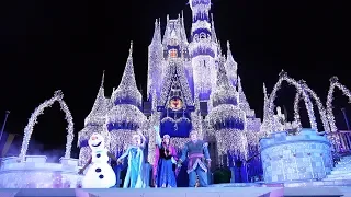 "A Frozen Holiday Wish" Cinderella Castle Lighting 2019 Front Row Center, Magic Kingdom w/Anna, Elsa