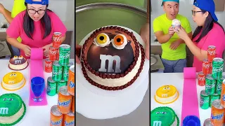 Ice cream challenge! 🍨 M&M's cake vs soda mukbang