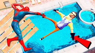 GTA 5 Water Ragdolls Spiderman vs Hello Neighbor Jumps/Fails (Euphoria Physics Funny Moments)