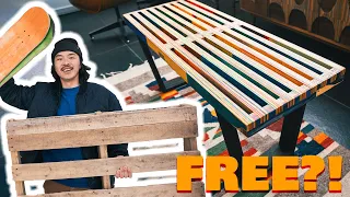 Making a $2000 Bench for Free (w/ Pallets and Skateboards)!