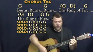 Ring of Fire (Johnny Cash) Strum Guitar Cover Lesson in G with Chords/Lyrics - SLOW