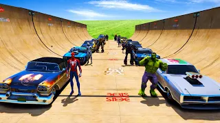 Человек паук и другие Супер Герои Машины !Бобслей Рампа GTA V MODS