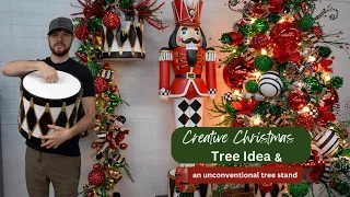 Creative Christmas Tree Decorating: Red, Green, Black, White w/ Nutcrackers | Unique Drum Stand 2023
