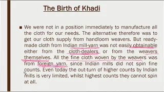 B.A./B.Com/B.Sc. Pt-I, English #The Birth of Khadi (Part-II)