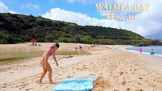 Walking and People Watching at Waimea Bay Beach Park on the North Shore, Hawaii