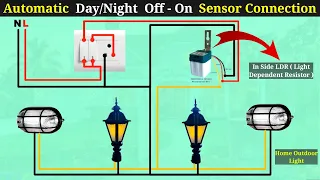 Automatic day/night off-on sensor connection with home base outdoor light