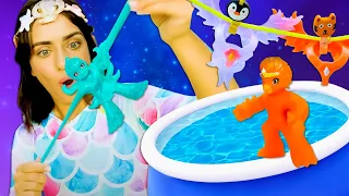 Видео для детей - игрушки Гудзонианс тонут! Русалочка спасает супергероев и открывает сундук!