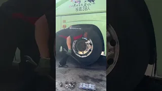 Bus Tire & Wheel Replacement With Alignment Balancing Setup!