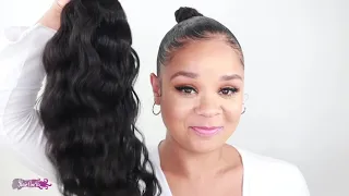 Quick & Easy drawstring Wavy Ponytail Transformation