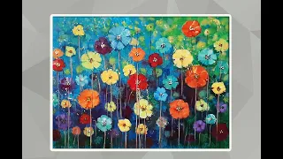 Colorful Flower Field Painting / Easy Acrylic  For Beginners / MariArtHome