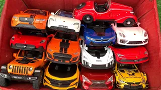 BOX FULL OF Diecast Cars, Mercedes Benze 500k, McLaren Senna, Jaguar Ev, Ferrari sf90, Maserari MC20