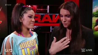 Stephanie McMahon & Bayley Backstage.