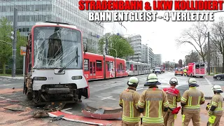 [SCHWERER UNFALL ZWISCHEN LKW & STRAßENBAHN!] - Bahn entgleist | LKW-Tank aufgerissen | 4 Verletzte