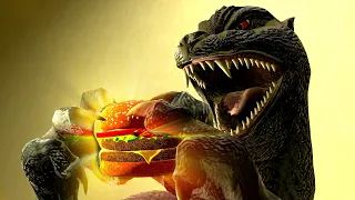 Godzilla Eats A Cheeseburger