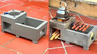 Build A 2 In 1 Outdoor Wood Stove From Foam Barrels And Cement