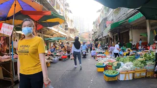 STREET FOOD market in Phnom Penh | walking Orussey Market fresh food Cambodia 2022