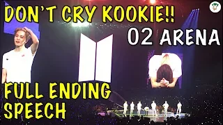 BTS (방탄소년단) LONDON 02 ARENA ENDING SPEECH!! JUNGKOOK CRYING ;(