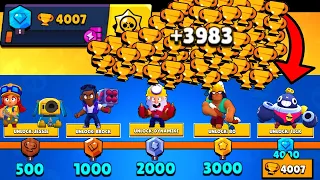 NONSTOP to 4000 TROPHIES Without Collecting TROPHY ROAD! Brawl Stars