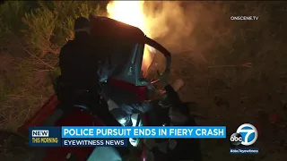 CHP officers rescue suspect after high-speed chase ends in fiery crash near Camp Pendleton I ABC7