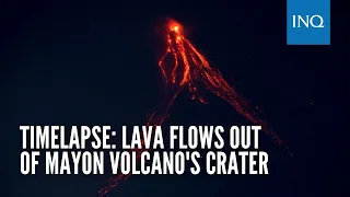 Lava flows out of Mayon Volcano's crater