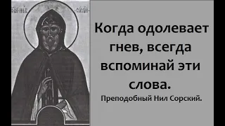 Всегда вспоминайте эти слова, когда одолевает гнев. Преподобный Нил Сорский.