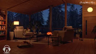 Cozy Rainy Night Ambience with Soothing Jazz Music, Rain Sound, Fireplace ASMR for Relaxation, Study