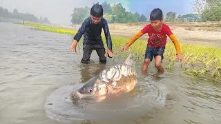 Amazing Kids Hand Fishing Video☑️Smart Boy Hunting A Big Fish From River Said Best Hand Fishing 2022