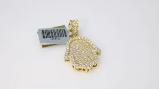 Natural VS Diamond 10kt Yellow Gold Hamsa Pendant