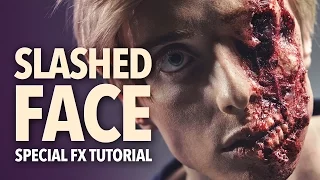 Slashed face exposed bone halloween FX makeup tutorial