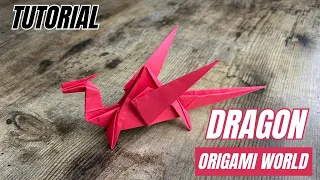 DRAGON ORIGAMI WORLD SYMBOLIC ORIGAMI FOLDING | DIY PAPER DRAGON ORIGAMI | RED DRAGON SYMBOL CRAFT
