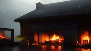 Cozy Rain and Crackling Fireplace: Relaxation and Sleep Ambience