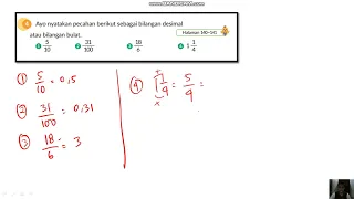 4. Ayo nyatakan pecahan berikut sebagai bilangan desimal atau bilangan bulat,1. 5/10, 2. 31/100