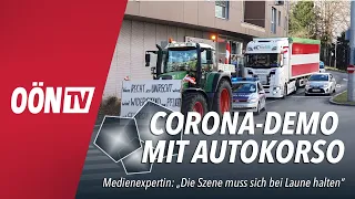 Corona-Maßnahmen-Demo mit Autokorso in Linz: "Die Szene muss sich selbst bei Laune halten"