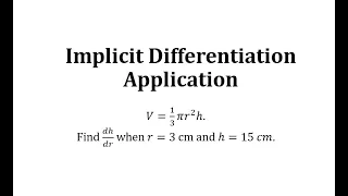 Implicit Differentiation: Find dh/dr Using the Volume of a Cone Formula